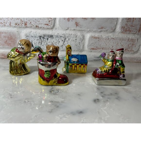 Rare! USSR Russian Vintage Christmas Ornament Lot Ceramic? Heavy Chrome Finish - Picture 1 of 14